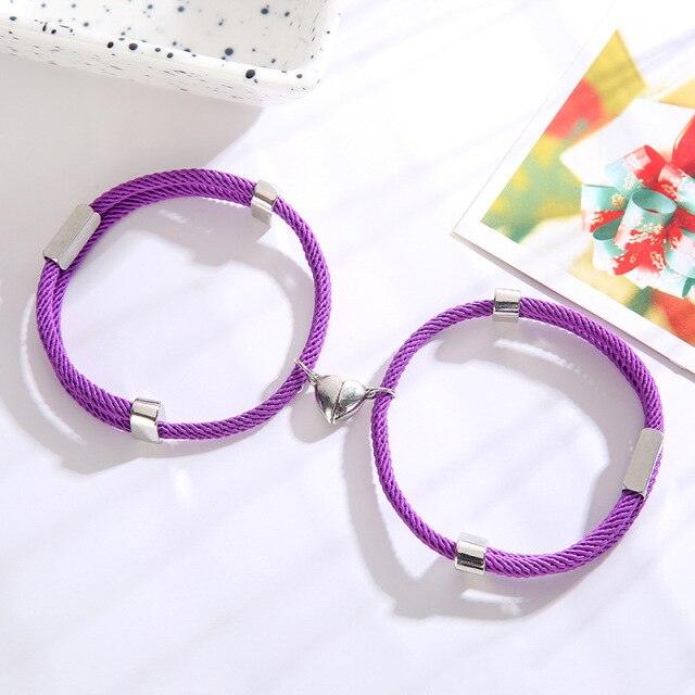 Bracelets magnétiques ajustables en forme de cœur pour couples