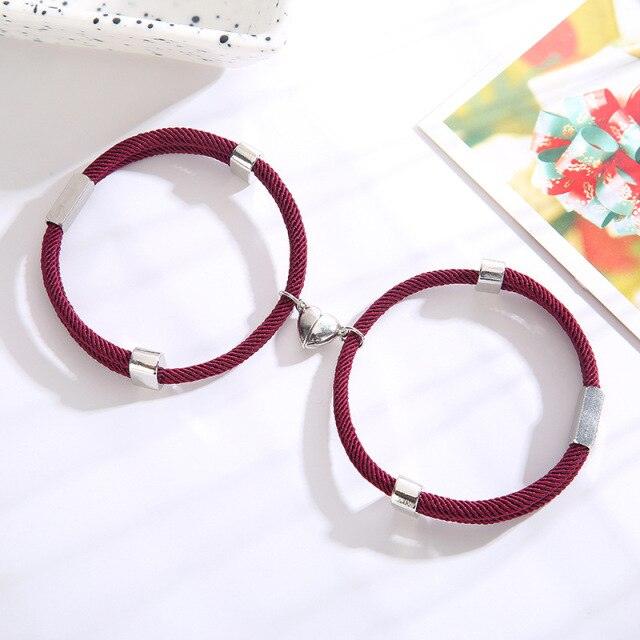 Bracelets magnétiques ajustables en forme de cœur pour couples