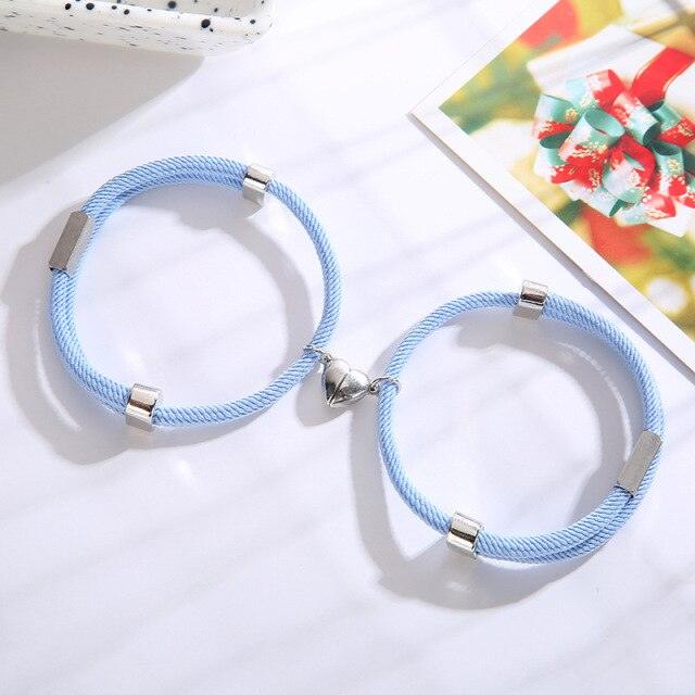 Bracelets magnétiques ajustables en forme de cœur pour couples