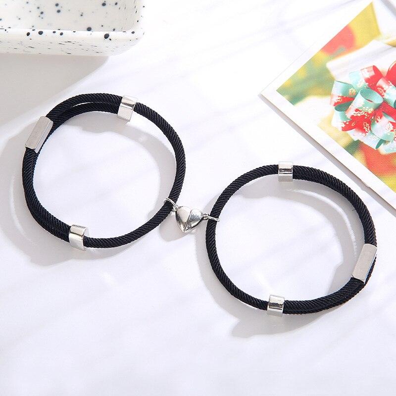 Bracelets magnétiques ajustables en forme de cœur pour couples