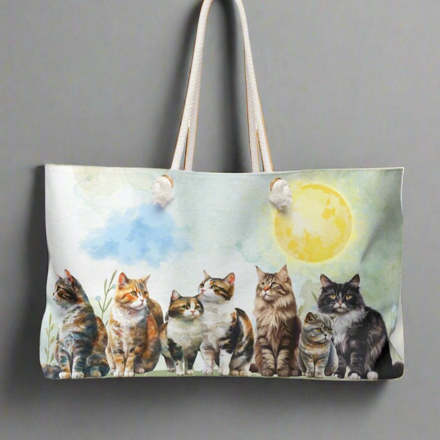 Whimsical Watercolor Cat Weekend Travel Bag - Korvel