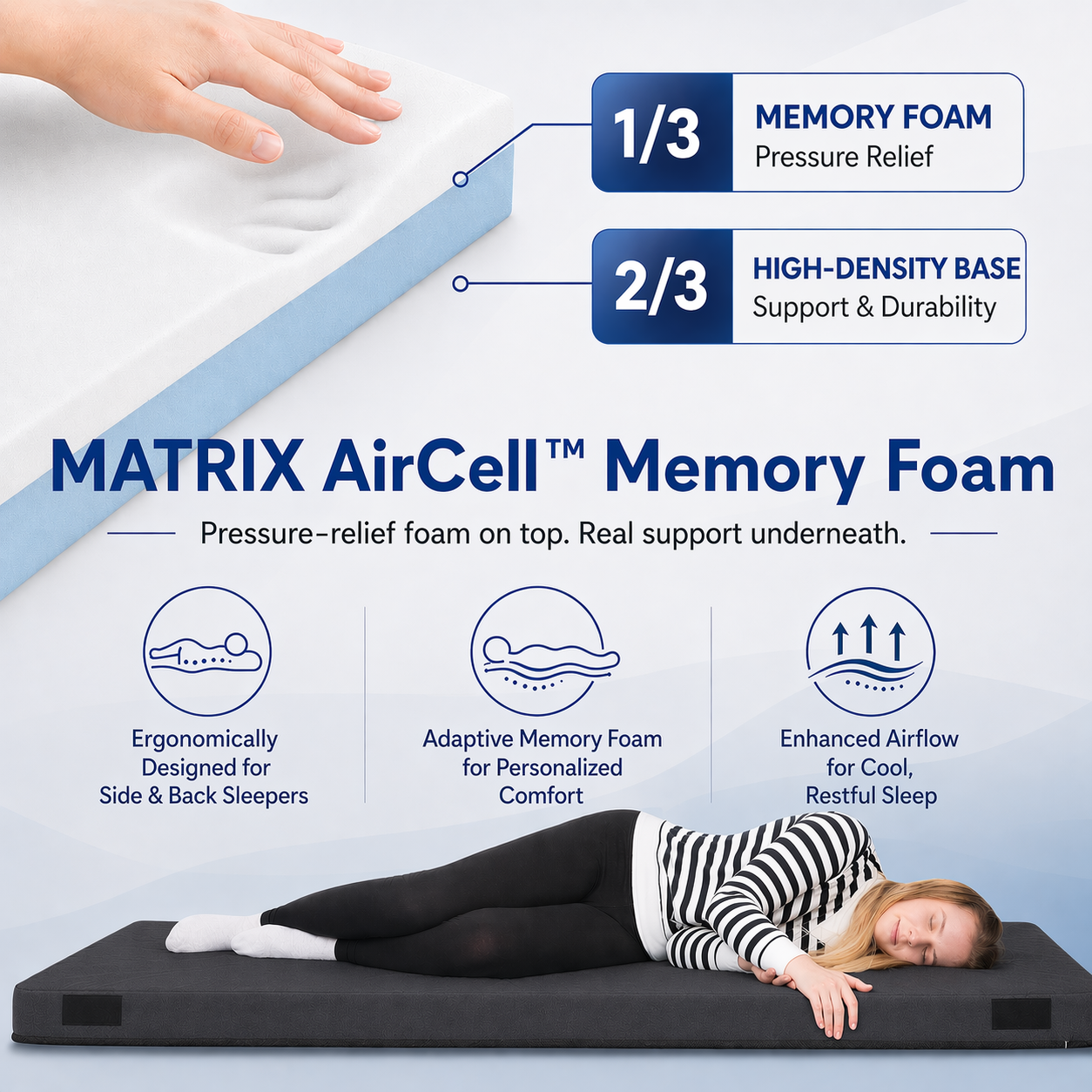 Hazli Ultra Comfort Air-Cell Memory Foam Camping Mattress