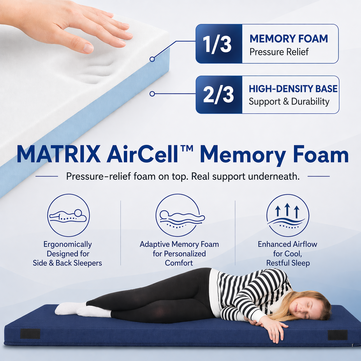 Hazli Ultra Comfort Air-Cell Memory Foam Camping Mattress