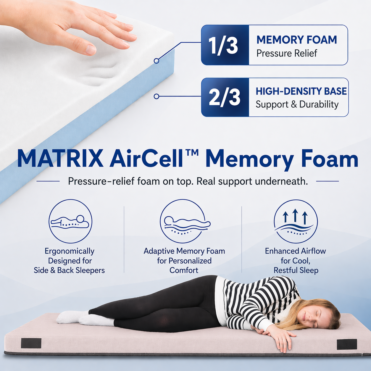 Hazli Ultra Comfort Air-Cell Memory Foam Camping Mattress