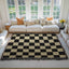 Checked Feline Woven Blanket – Gold & Black Cat Outline Throw