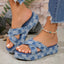 Checkered Raw Hem Open Toe Platform Sandals