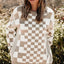Checkered Round Neck Long Sleeve Sweater - Korvel