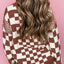 Checkered Round Neck Long Sleeve Sweater - Korvel