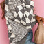Checkered Round Neck Long Sleeve Sweater - Korvel