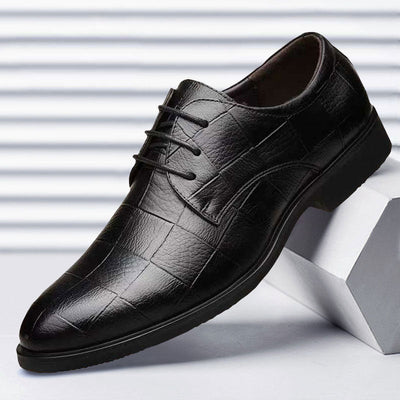Versatile Checkered Men's Business Leather Shoes