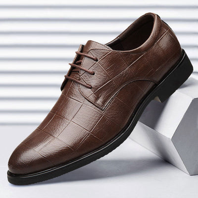Versatile Checkered Men's Business Leather Shoes