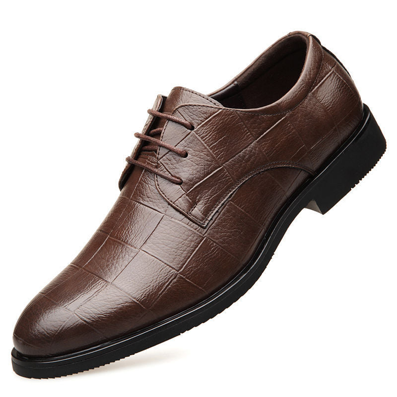 Versatile Checkered Men's Business Leather Shoes