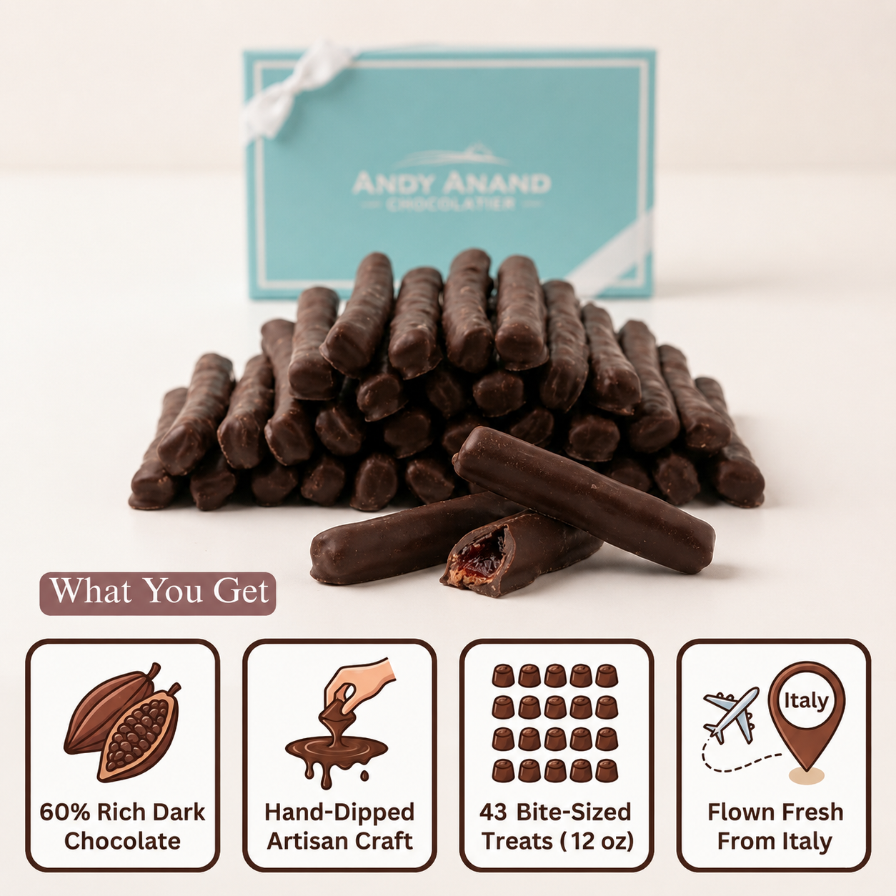 Boîte Cadeau de Pelures de Cerise en Chocolat Noir 60% Andy Anand - Végan & Sans Gluten