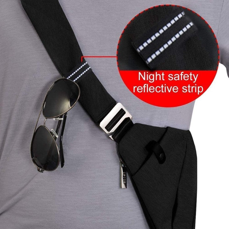 Chest bag casual bag black shoulder lightweight anti-theft outdoor sports travel men's and women's mountaineering bag - Korvel