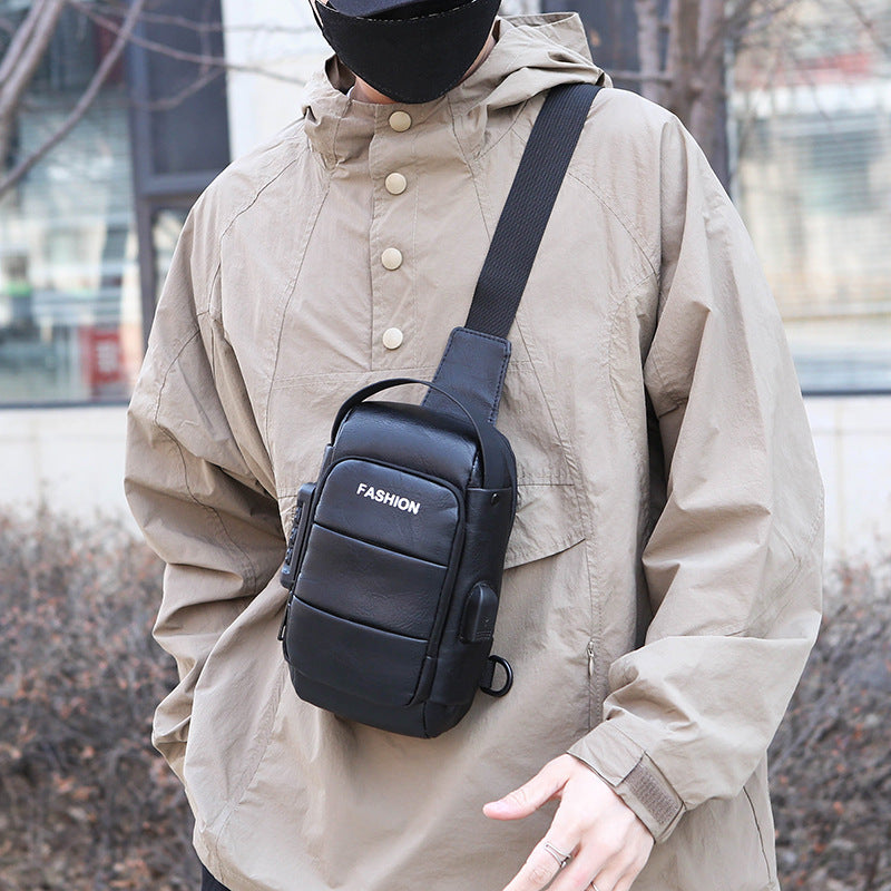 Chest bag men's backpack USB charging backpack single shoulder chest bag commuting backpack waterproof - Korvel
