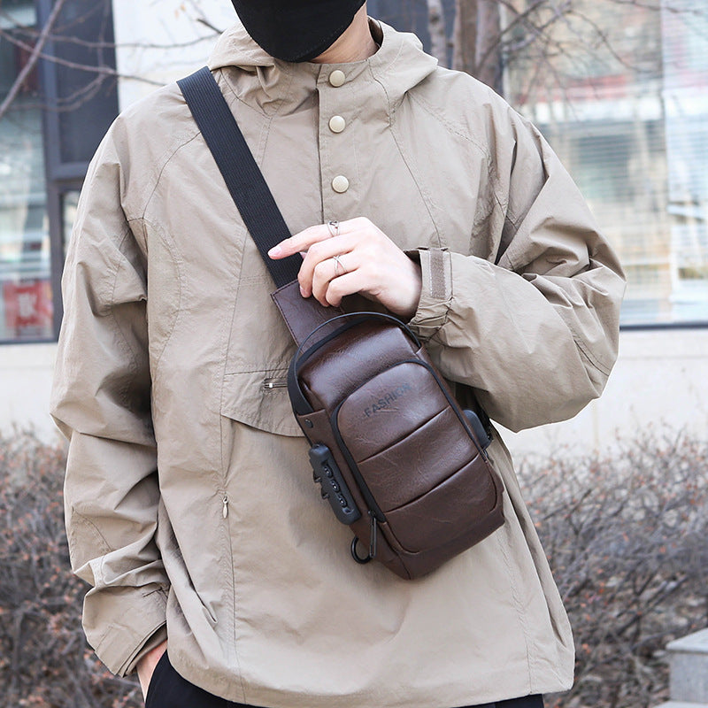 Chest bag men's backpack USB charging backpack single shoulder chest bag commuting backpack waterproof - Korvel