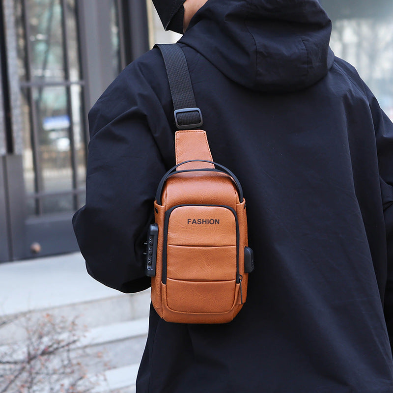 Chest bag men's backpack USB charging backpack single shoulder chest bag commuting backpack waterproof - Korvel