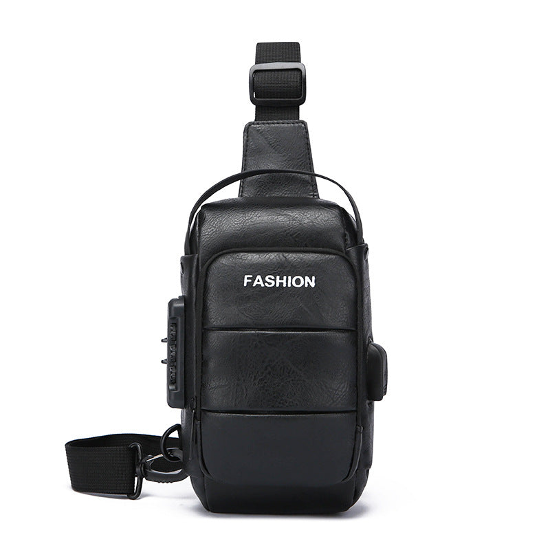 Chest bag men's backpack USB charging backpack single shoulder chest bag commuting backpack waterproof - Korvel