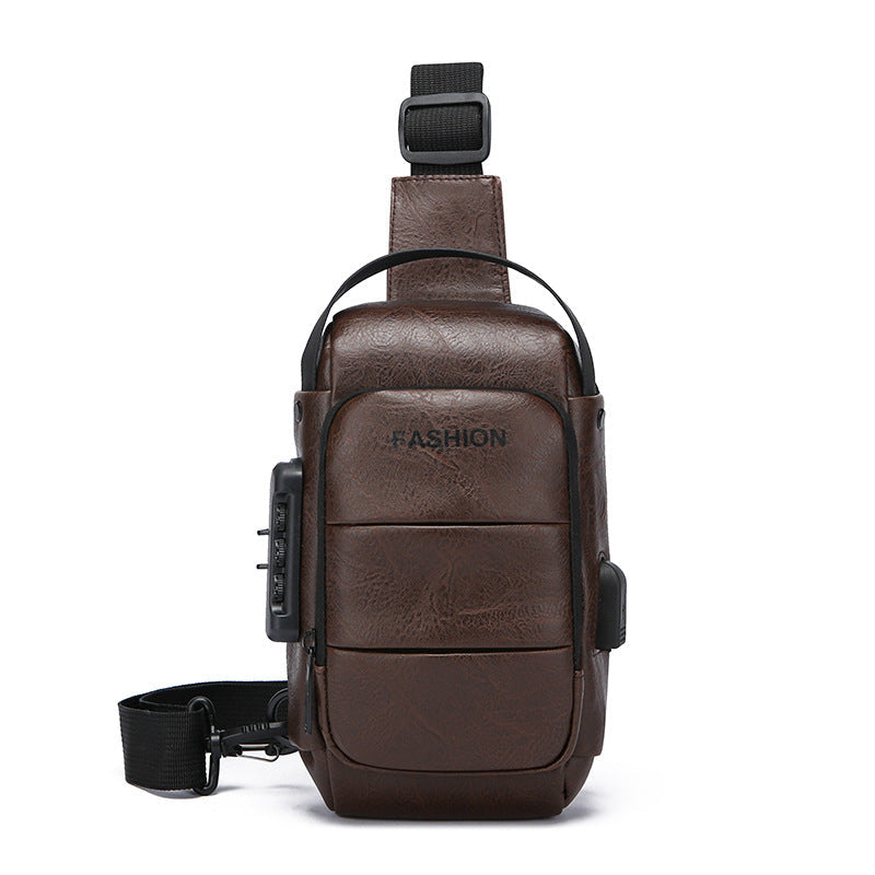 Chest bag men's backpack USB charging backpack single shoulder chest bag commuting backpack waterproof - Korvel