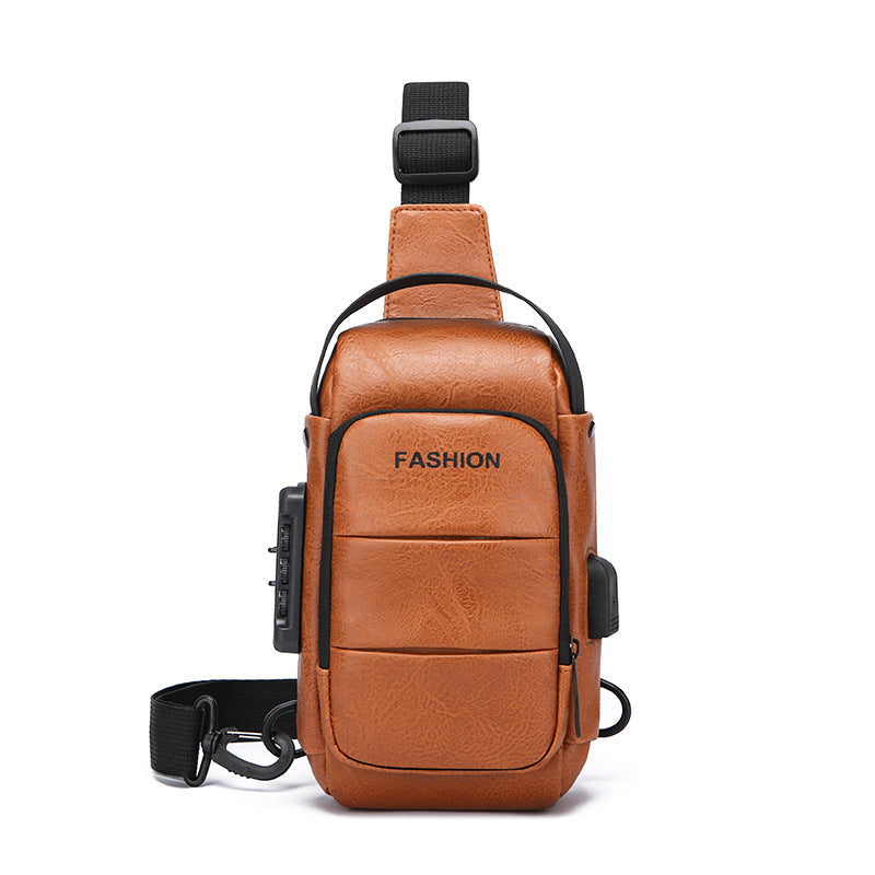 Chest bag men's backpack USB charging backpack single shoulder chest bag commuting backpack waterproof - Korvel