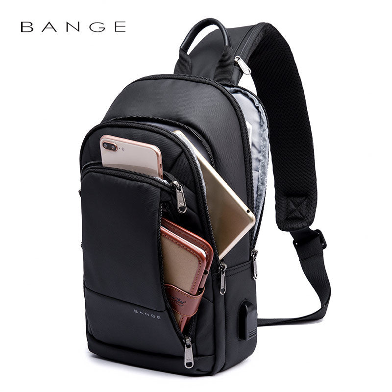 Chest Bag Men's Business Charging Messenger Bag Trendy Messenger Bag Waterproof Oxford Cloth Backpack - Korvel
