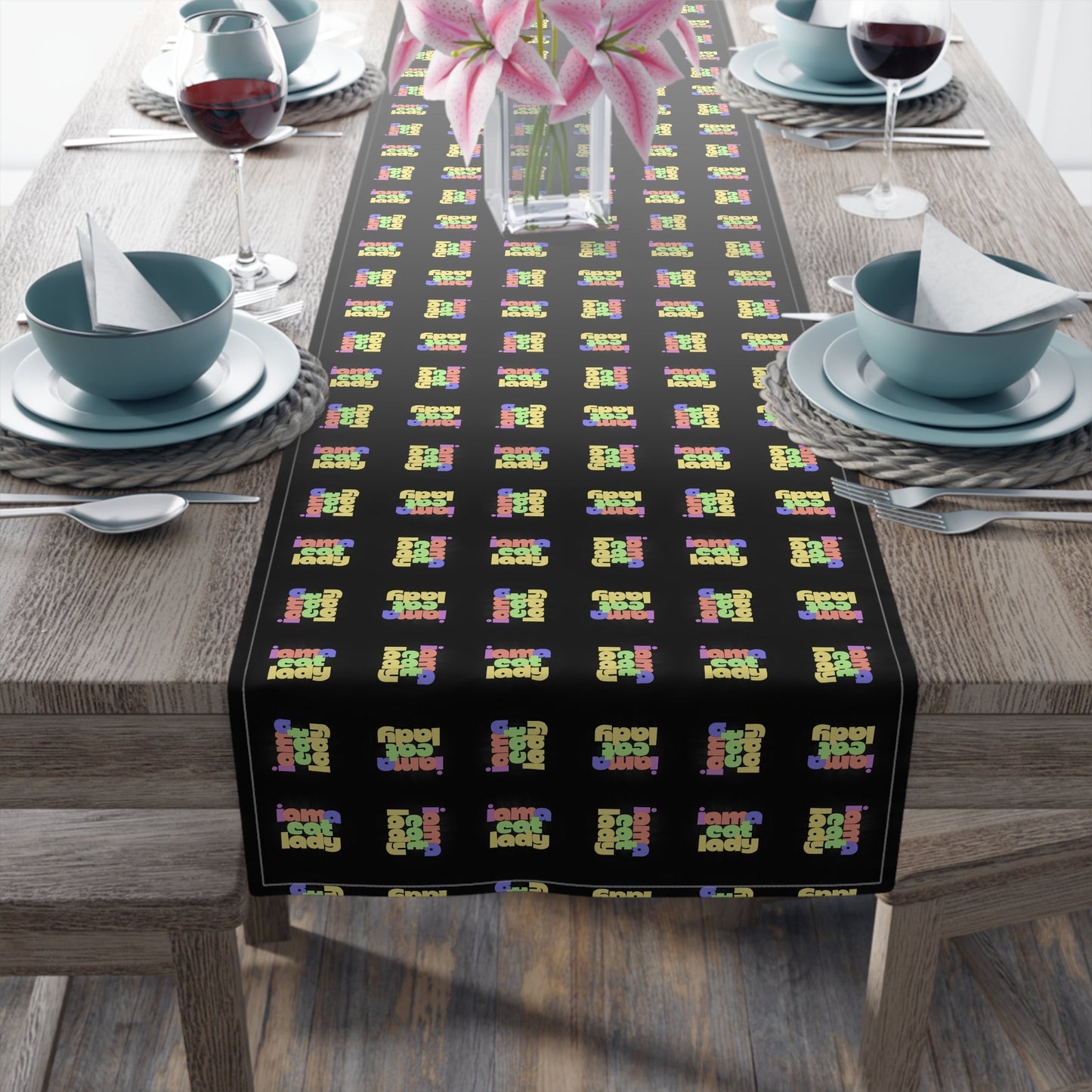 Chic Cat Lady Cotton Table Runner