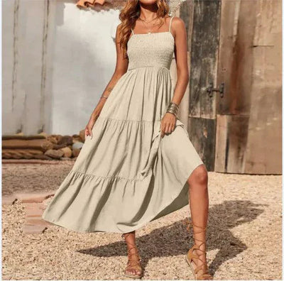 Robe Évasée en Chiffon Superposé Chic