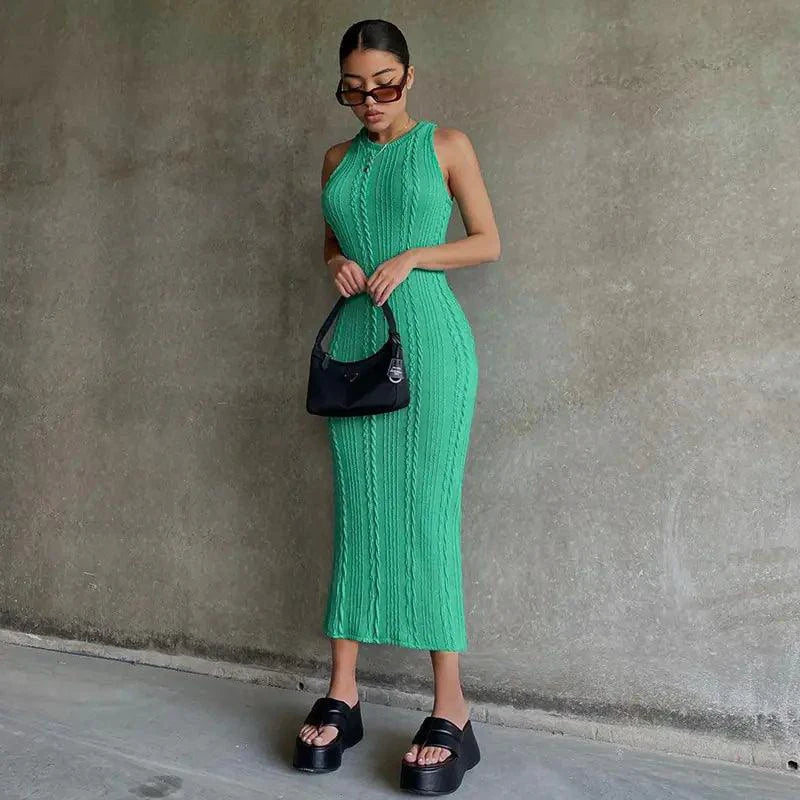 Robe débardeur en tricot chic