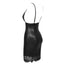 MANDOTOS Bodycon PU Leather Mini Dress with Lace Patchwork