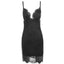 MANDOTOS Bodycon PU Leather Mini Dress with Lace Patchwork