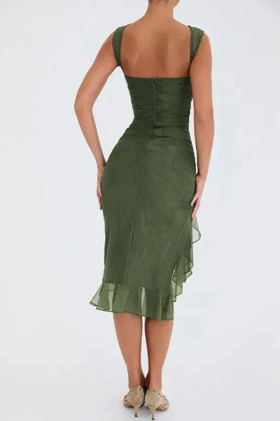 Robe Midi Roulée Olive Mandotos