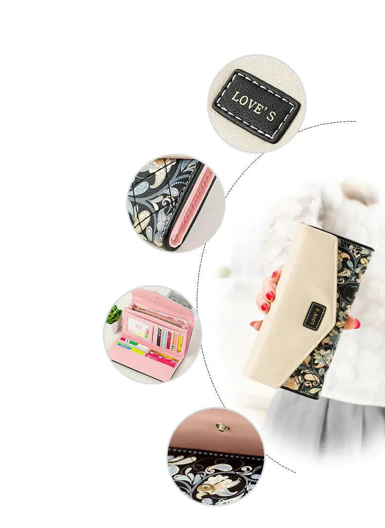 Elegante Cartera de Cuero para Mujer y Porta Tarjetas