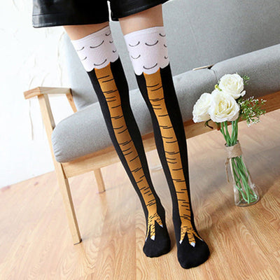 Chicken Claw Socks Women's Over Knee Socks Ostrich Pattern Knee Legs Chicken Feet Long Tube - Korvel