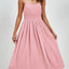 Chiffon dress V-neck strapless long dress for wedding guests - Korvel