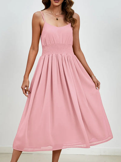 Chiffon dress V-neck strapless long dress for wedding guests - Korvel