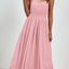 Chiffon dress V-neck strapless long dress for wedding guests - Korvel
