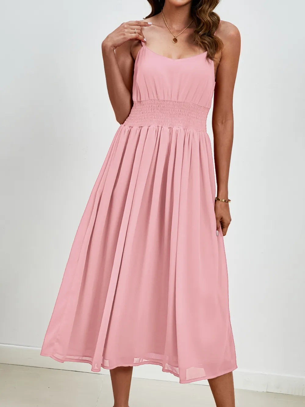 Chiffon dress V-neck strapless long dress for wedding guests - Korvel