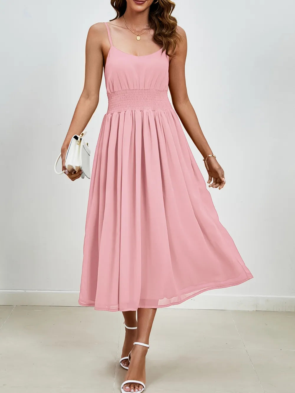 Chiffon dress V-neck strapless long dress for wedding guests - Korvel