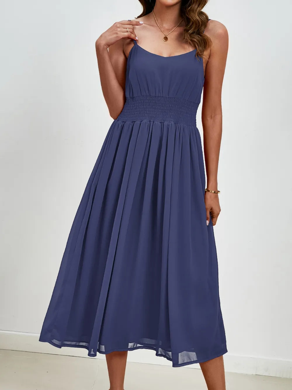 Chiffon dress V-neck strapless long dress for wedding guests - Korvel