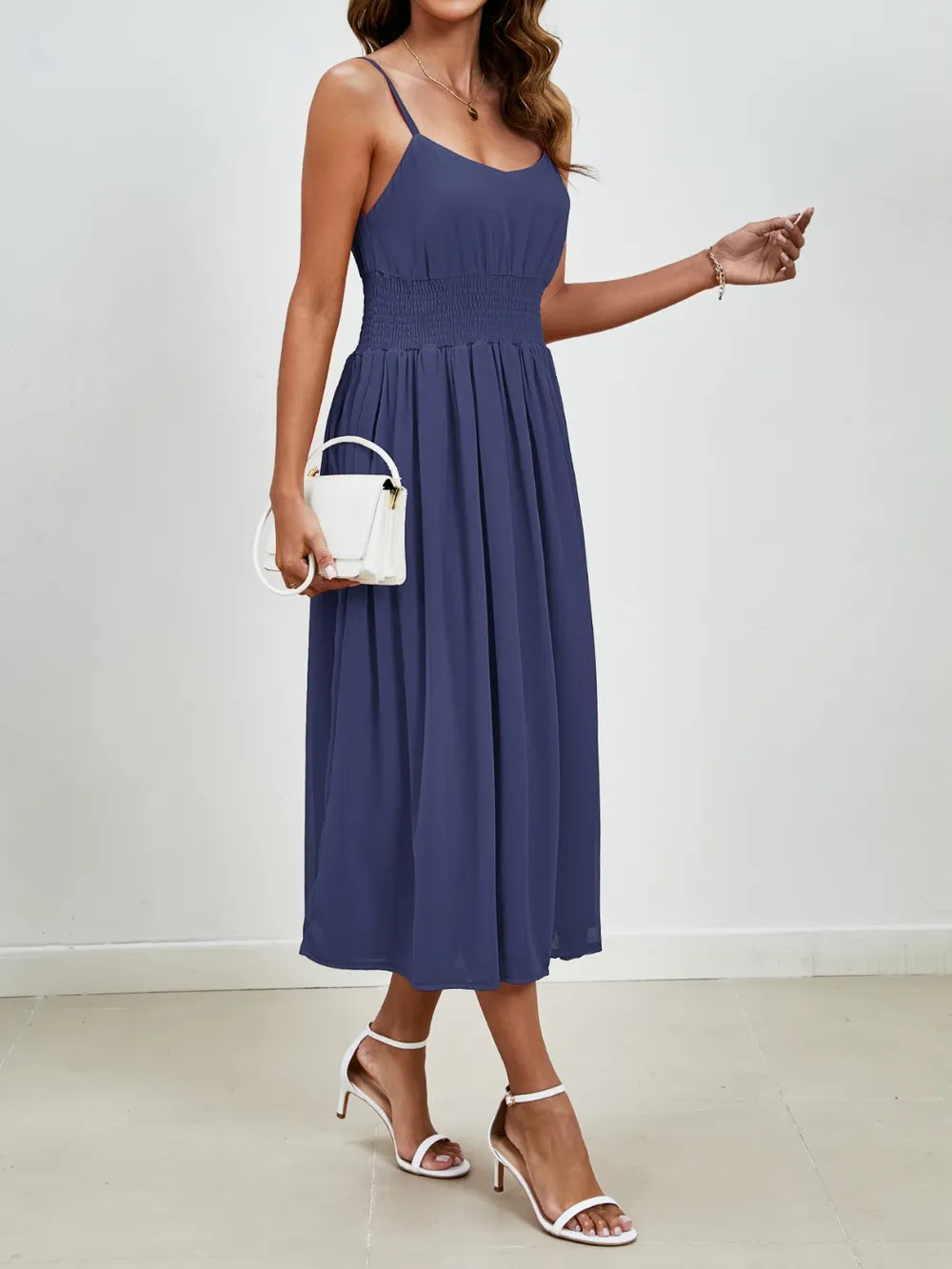 Chiffon dress V-neck strapless long dress for wedding guests - Korvel
