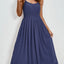 Chiffon dress V-neck strapless long dress for wedding guests - Korvel