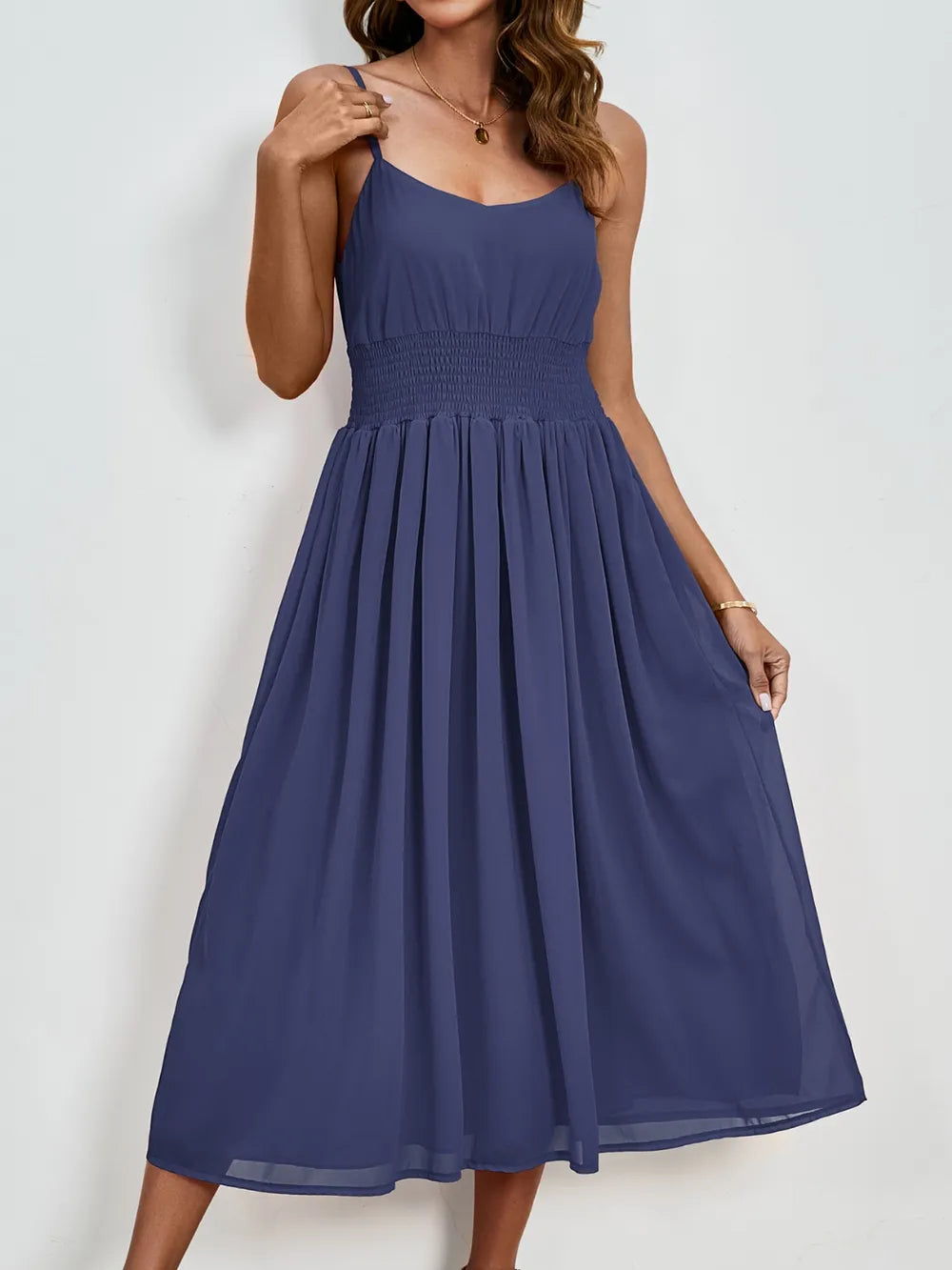 Chiffon dress V-neck strapless long dress for wedding guests - Korvel
