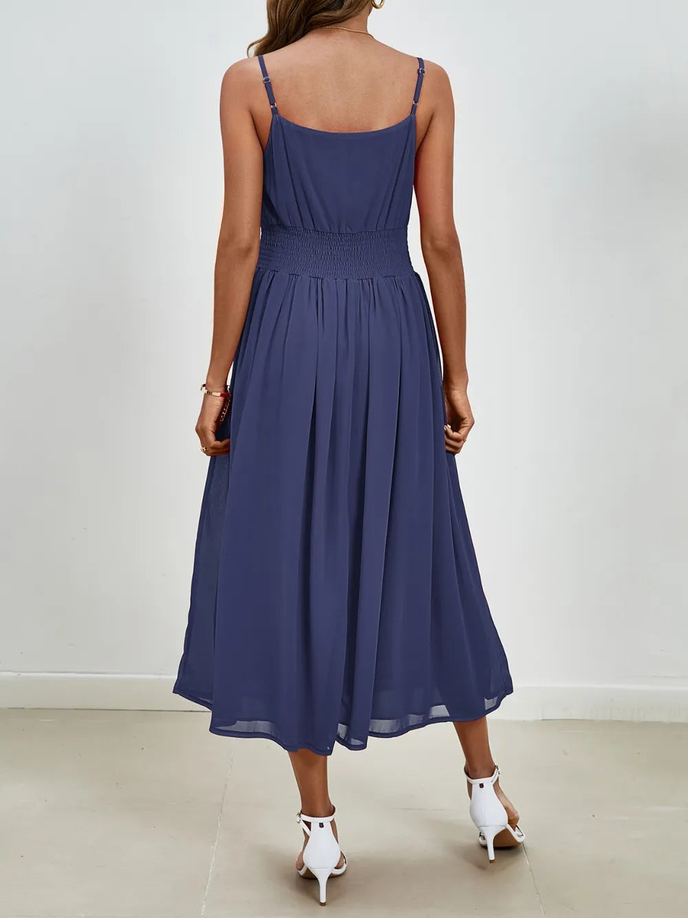 Chiffon dress V-neck strapless long dress for wedding guests - Korvel