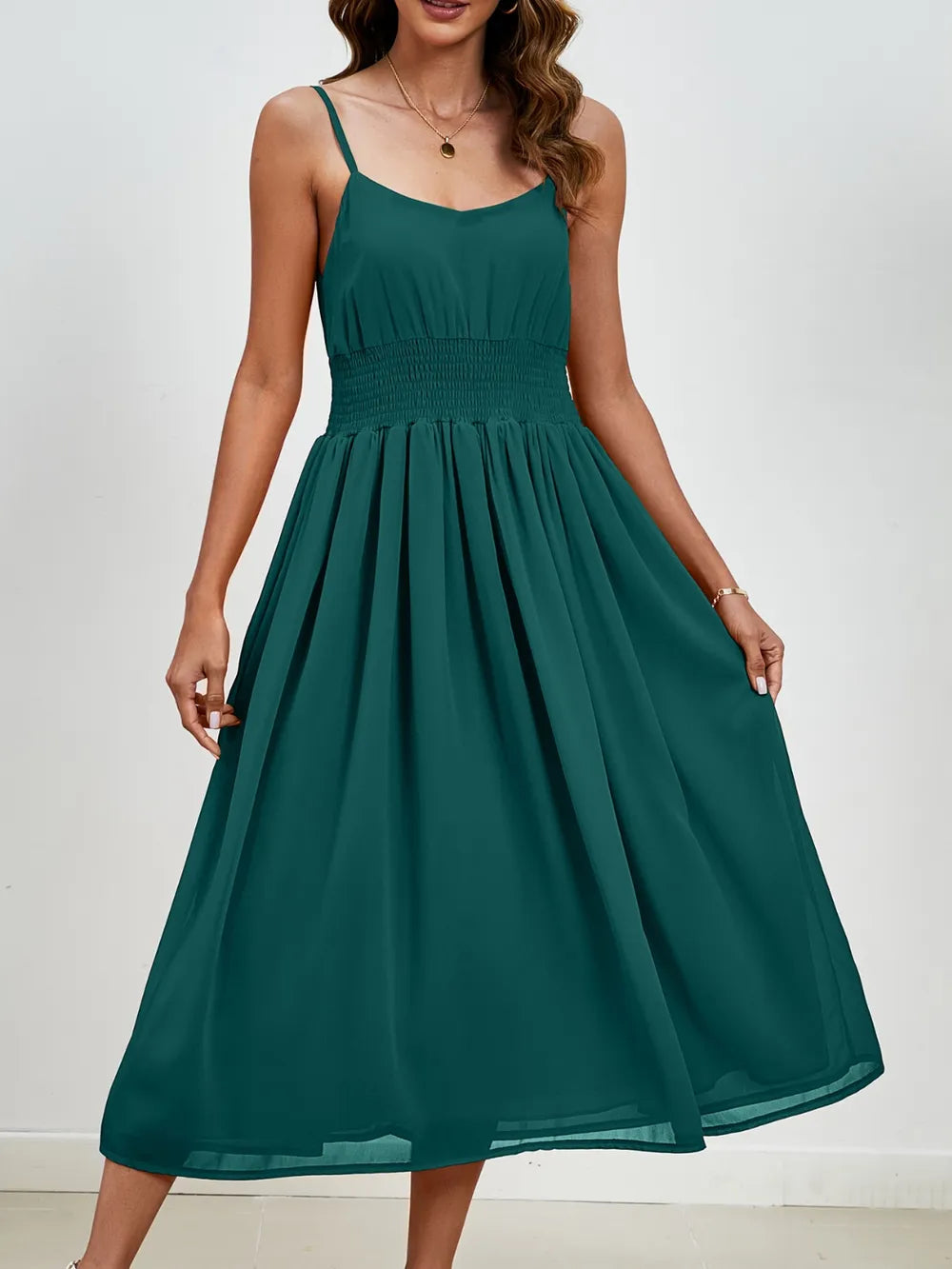 Chiffon dress V-neck strapless long dress for wedding guests - Korvel