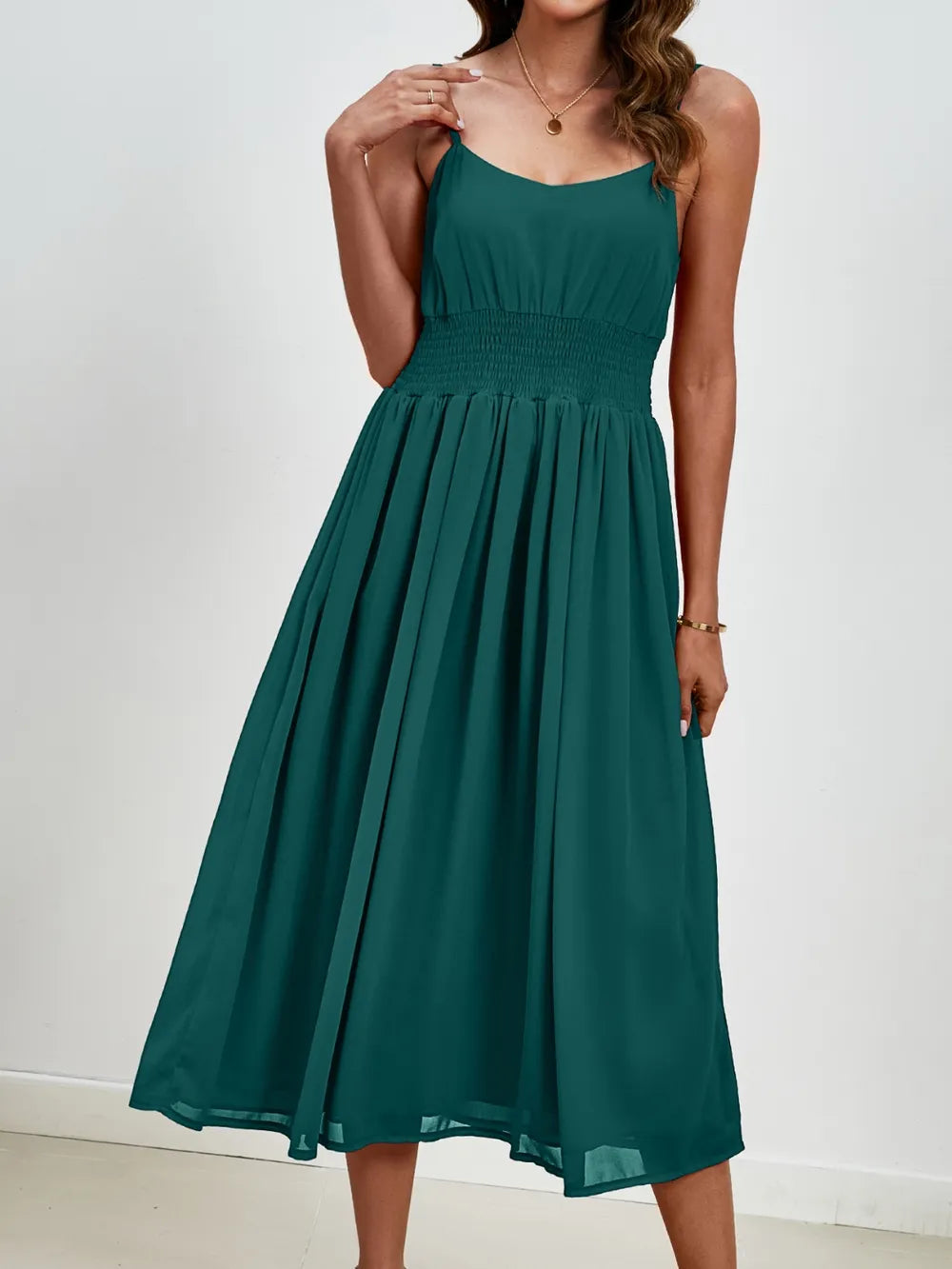 Chiffon dress V-neck strapless long dress for wedding guests - Korvel