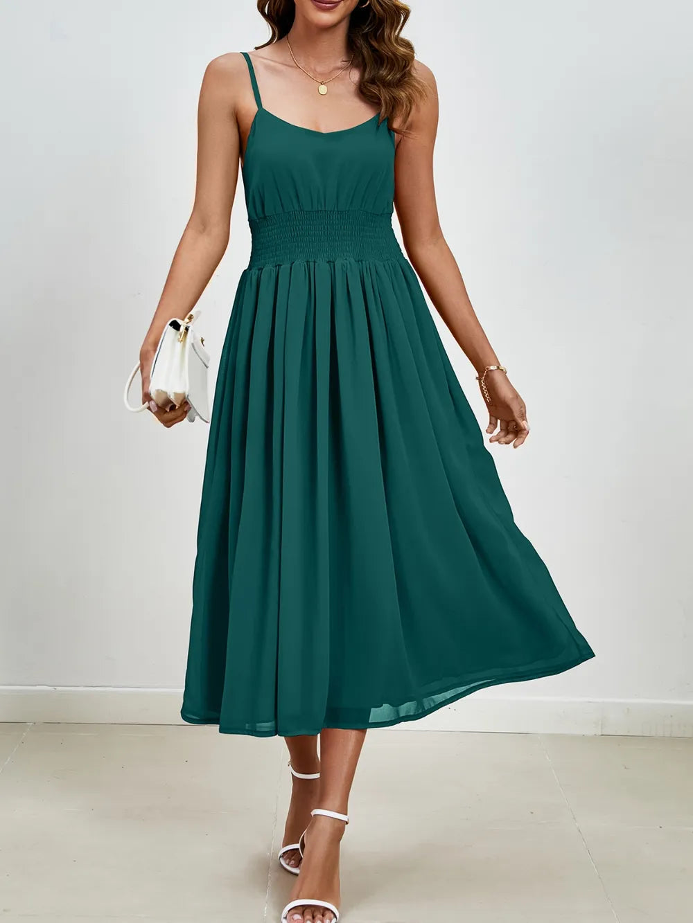 Chiffon dress V-neck strapless long dress for wedding guests - Korvel
