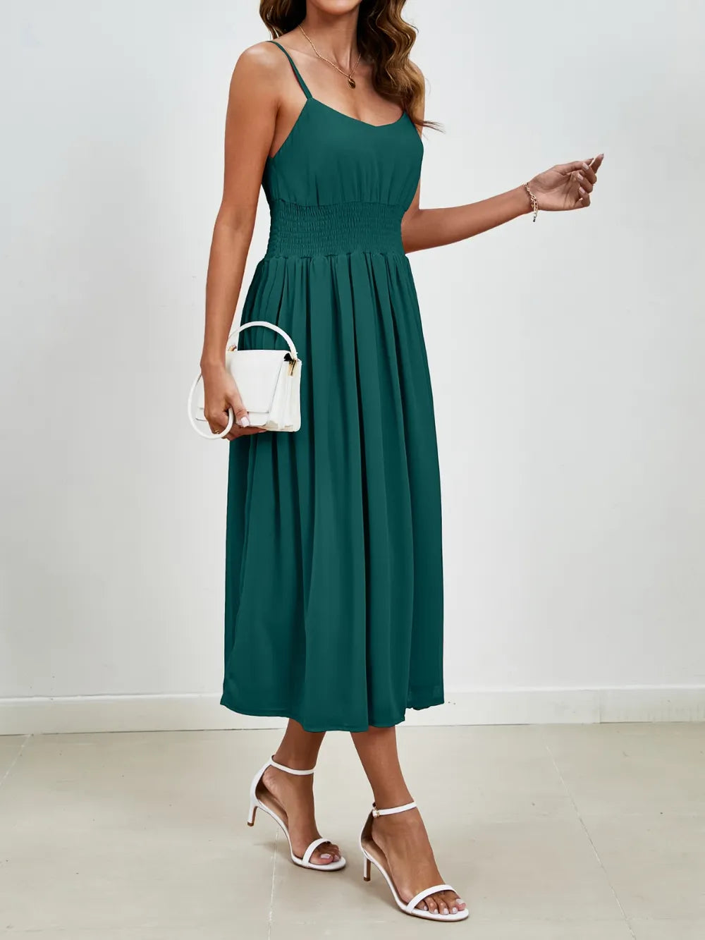 Chiffon dress V-neck strapless long dress for wedding guests - Korvel