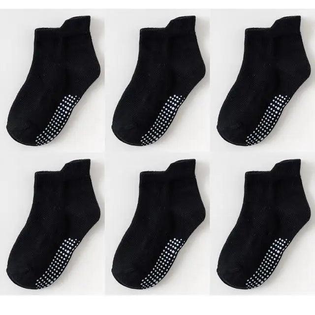 Premium Anti-Slip Cotton Socks Set for Kids - 6 Pairs