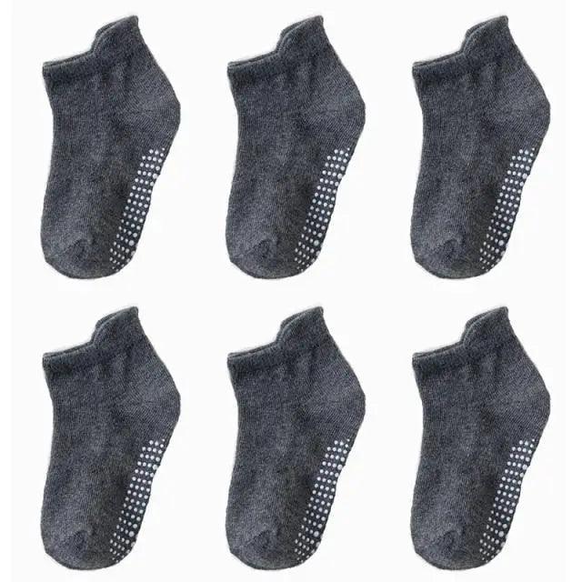Premium Anti-Slip Cotton Socks Set for Kids - 6 Pairs