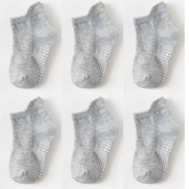 Premium Anti-Slip Cotton Socks Set for Kids - 6 Pairs
